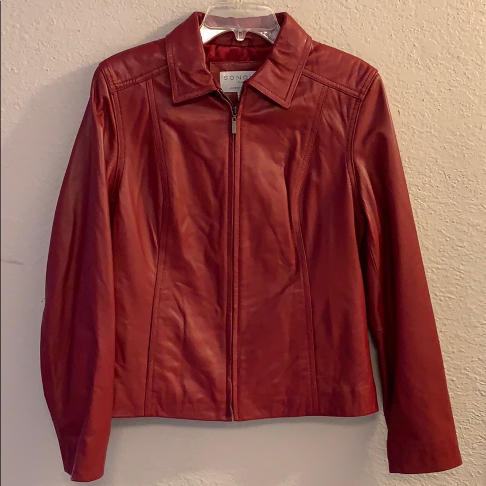 Red Sonoma Lambskin Leather Jacket